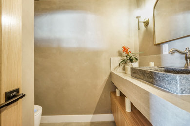 Example of a 1960s powder room design in Los Angeles