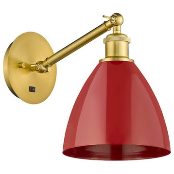 Innovations Ballston Ply Dome 7.5" 1-Light Sconce, Gold/Red, 317-1W-SG-MBD-75-RD