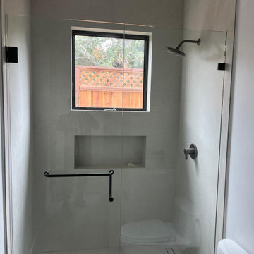 Modern clean and sleek, walk-in shower