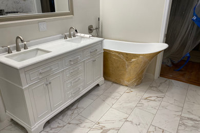 Gold Toned Tub Bathroom Remodel
