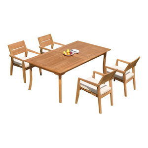 5-Piece Outdoor Teak Dining Set: 117' Rectangle Table, 4 Celo Stacking Chairs Teak Deals