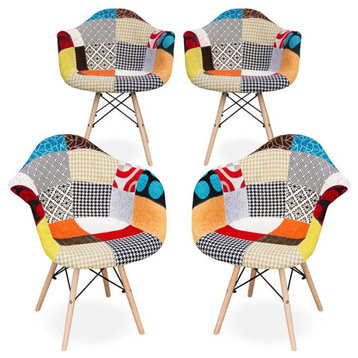 Aron Living Pyramid 17.5" Cotton and Wood Armchairs in Multi-Color (Set of 4)
