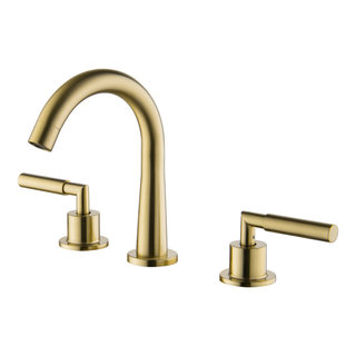 Deck Mounted Dual Handles High-Arc Widespread Bathroom Faucet ...