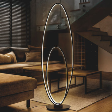 Calder 47" Metal Modern Contemporary Oval Integrated LED Floor Lamp, Black