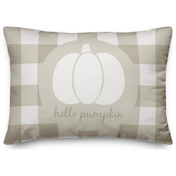 Hello Pumpkin Beige Buffalo 14x20 Spun Poly Pillow
