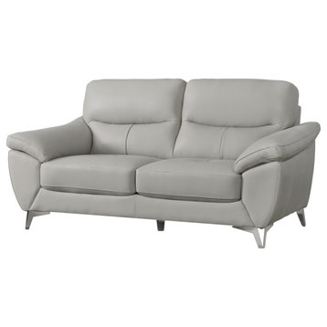 Candace Top Grain Leather Loveseat, Gray