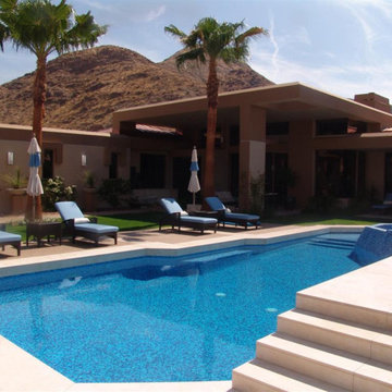 Desert modern pool in all-tile glass mosaic, Palm Springs