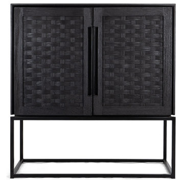 Black Wooden Dresser With Shelves | dBodhi Karma