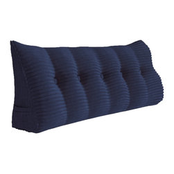 WOWMAX - Headboard Wedge Reading Pillow Navy Corduroy - Bed Pillows