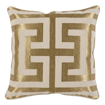 Kosas Home  Carly Embroidered 22" Throw Pillow, Gold