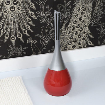 Water Drop Toilet Bowl Brush and Holder Set, Red