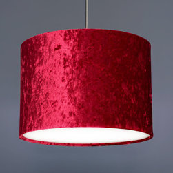 Ruby Red Crushed Velvet Effect Drum Lampshade - Lampshades