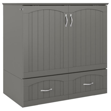 Bowery Hill Modern Wood Twin XL Murphy Bed Chest with Mattress in Gray