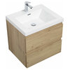 Wall-Mount Vanity with Sink Top Oak Finish, 24"