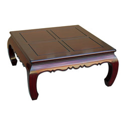 Chinese Red Brown Mahogany Color Solid Wood Square Craw Legs Coffee Table - Coffee Tables