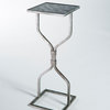Hourglass Accent Table in Antique Silver with Glass Top in Mythic