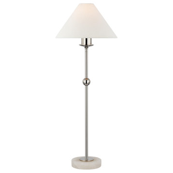 Chapman & Myers Caspian 1 Light Table Lamp, Polished Nickel and Alabaster