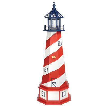 Cape Hatteras Hybrid Lighthouse, Patriotic, 5 Foot, Solar, With Base