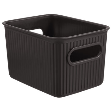 Superio Ribbed Storage Bin, Plastic Storage Basket, Brown, 1.5 L