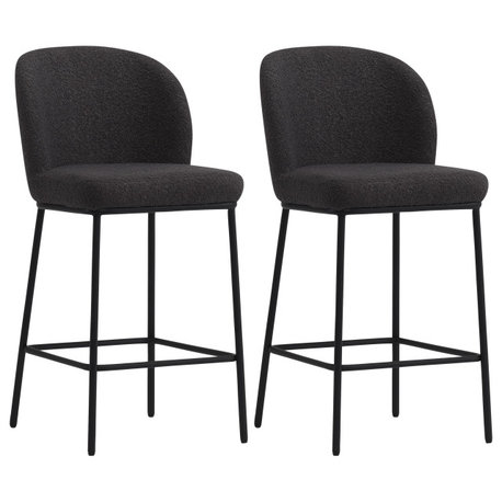 Addison 25" Counter Height Luxury Boucle Fabric Bar Stools, Set of 2, Gray