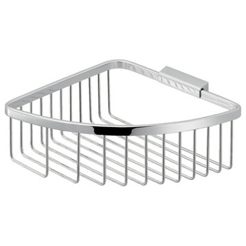 Modern Chromed Stainless Steel Wire Corner Shower Basket