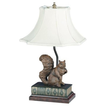 Sculpture Table Lamp Rustic Squirrel on Book Hand Painted OK Casting