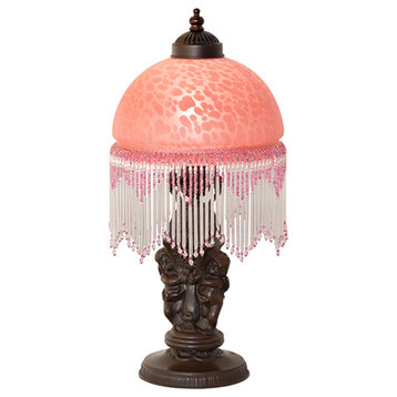 Meyda Tiffany 260705 Roussillon Cherub 17" Tall Buffet Table Lamp - Mahogany