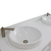 61" Double Sink Vanity, White Finish And White Quartz And Round Sink