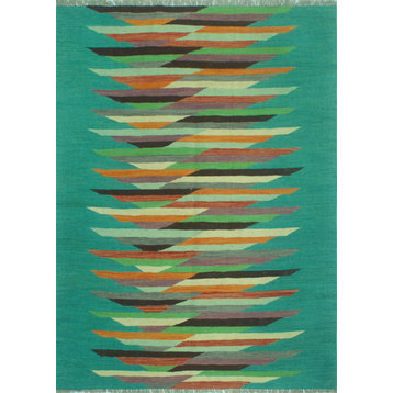 Winchester Kilim Salvador Turquoise/Charcoal Rug, 4'9x6'6