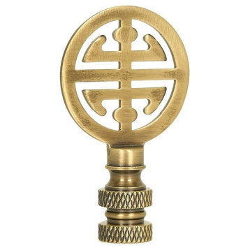 Classic Asian Design Lamp Finial Antique Brass Metal 2.25"h