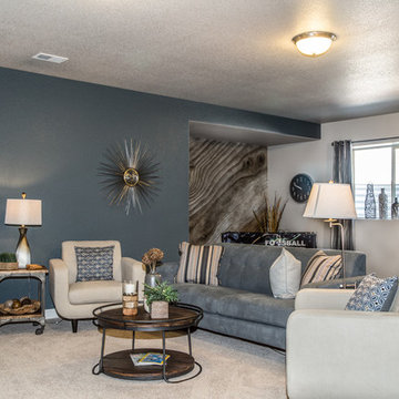 Recreation Room with custom wood faux paint treatment