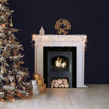 Stunning Christmas interior with a bio ethanol stove
