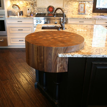 Walnut Chopping block set on granite counter top