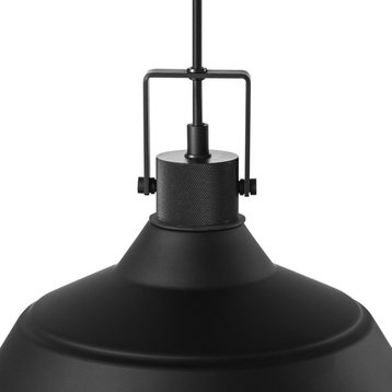 Sutton 1-Light Matte Black Outdoor Indoor Pendant With Textured Socket