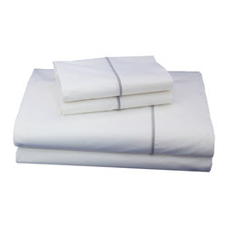 Thread Experiment - Charcoal Embroidered Solid Sheet Set, King - Sheet And Pillowcase Sets