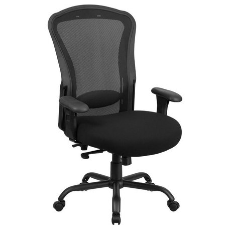 Scranton & Co Big and Tall Fabric Swivel Chair in Black