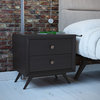 Tracy Upholstered Fabric Wood Nightstand, Black