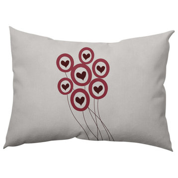Love is in the Air Valentines Decorative Lumbar Pillow, Gray, 14x20"