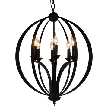 CWI LIGHTING 9825P24-6-101 6 Light Up Chandelier with Black finish