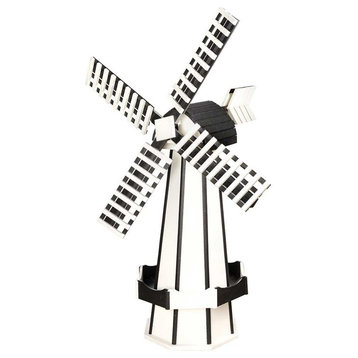 Poly Windmill, Black, White NY Yankees Dutch Garden Weather Vane, Amish, 41"