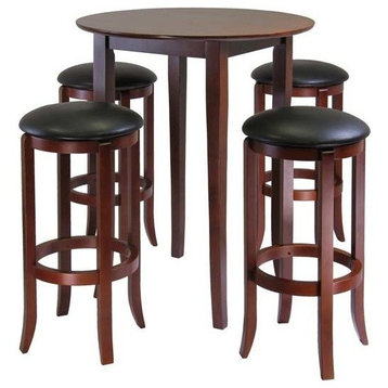 Winsome Wood Fiona Round 5-Piece Set High/Pub Table Set With Pvc Stools