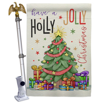 A Holly Jolly Christmas Winter Christmas House Flag Set