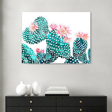 'Flowering Cactus' Wrapped Canvas Wall Art