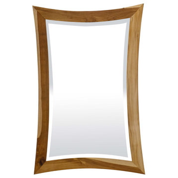 EcoDecors Curvature 24" x 35" Teak Wall Mirror in Natural