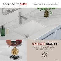 18.25"W x 13"D White Rectangular Undermount Bathroom Sink