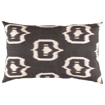 Ti 250 Black Decorative Accent Ikat Pillow 16''x24''