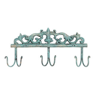 Rustic Turquoise Wall Mounted Metal 6 Hook Coat Rack - Contemporary - Wall  Hooks - by Imtinanz, LLC