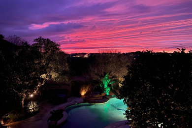 Photo of a mid-sized eclectic backyard landscaping in Austin.
