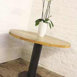 Savary Pedestal Reclaimed Scaffolding Timber Circular Bistro Table - Dining Tables
