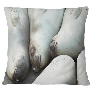 Sea Elephants Taking Nap Abstract Throw Pillow, 18"x18"